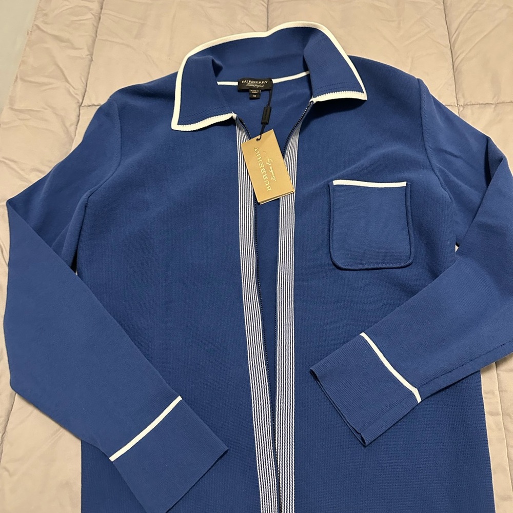 Burberry Blue Shirt Jacket with White Accents